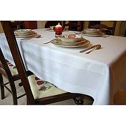 White Satin Band Egyptian Cotton 72x72-inch Tablecloth