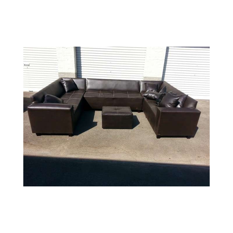 U Shaped Closed Arm Bonded Leather - Black