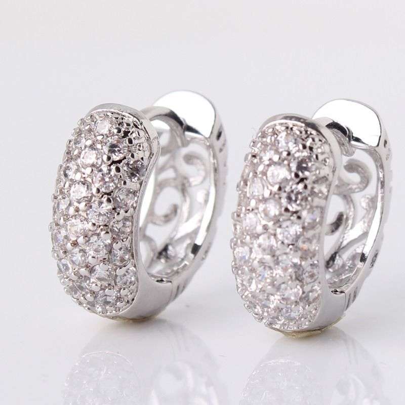 ELEGANCE RANGE! - BEAUTIFUL 18K GOLD FILLED SAPPHIRE PAVE HUGGIE EARRINGS