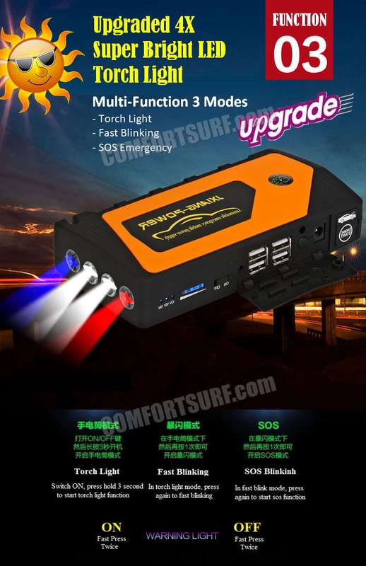 Original Multifunction Car Jumper Starter Power Bank 69800mAh with 5V 9V 12V 16V 19V Outpu