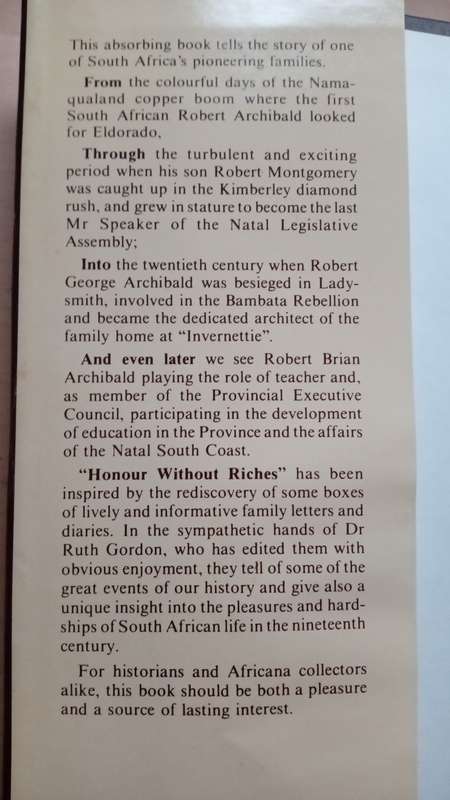 Honour Without Riches - The Story of an Archibald Family By: Dr. Ruth E. Gordon with family tree