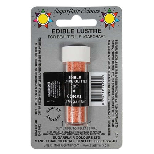 Sugarflair CORAL Sugarcraft Edible Lustre Glitter Sparkly Shimmer Decorating
