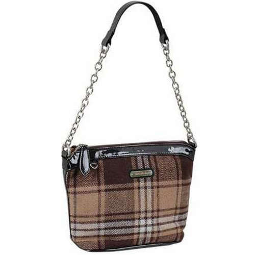 AB Collezioni Kerr Fabric PU Leather Small Designer Hand Bag - Brown Stripes
