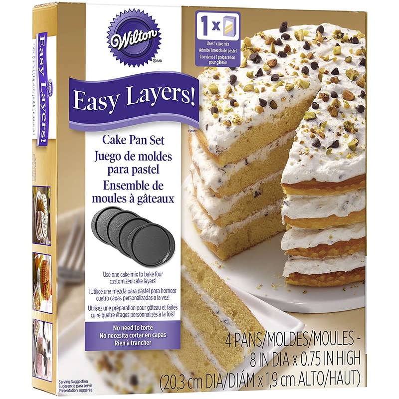 Wilton 4Pc Easy Layers 8 Inch Round Tier Cake Baking Tin Pan Wedding Decorating