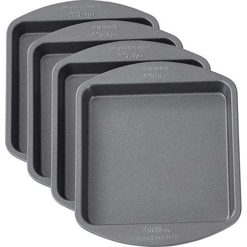 Wilton 4Pc Easy Layers 6x6 Inch Square Cake Baking Tin Oven Pan Icing Decorating