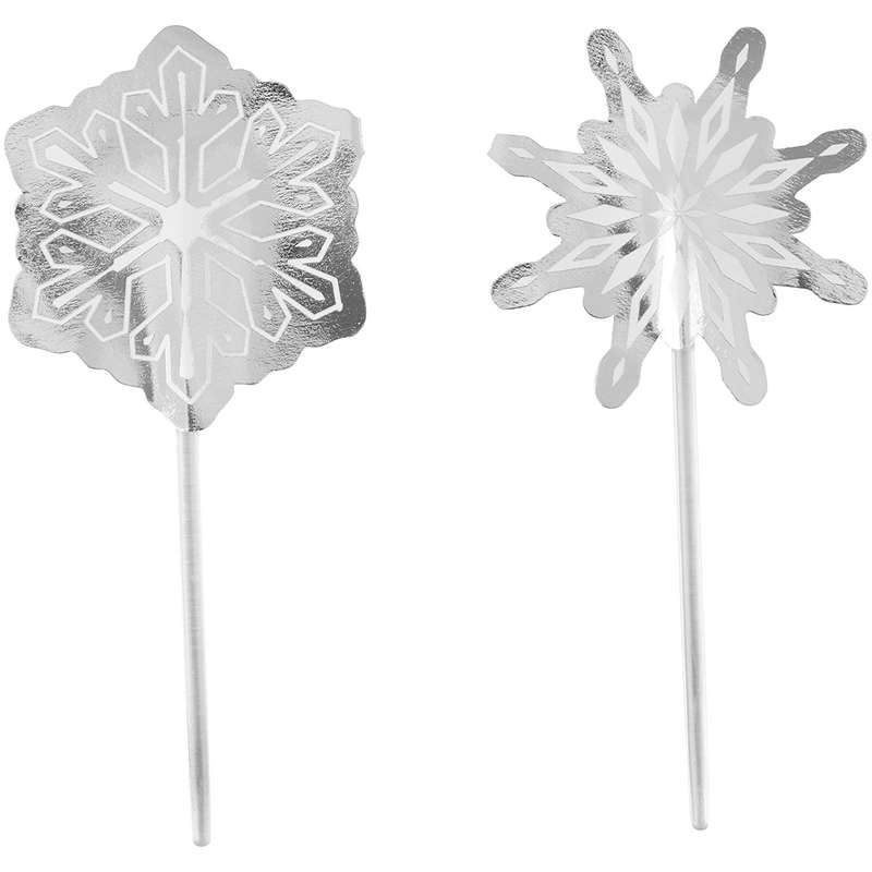 Wilton 12pk Silver White Snowflake Fun Pix Foil Cupcake Icing Decoration Toppers