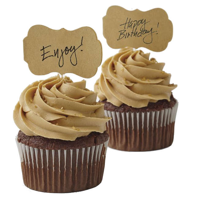 Wilton 24pc Kraft Paper Unbleached Customizable Fun Pix Border Cupcake Picks