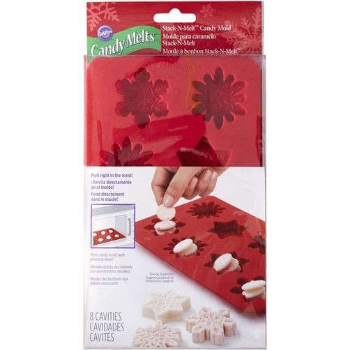 Wilton 8 cavity Red Silicone Snowflake Candy Bark Treat Microwave Safe Mold Tray