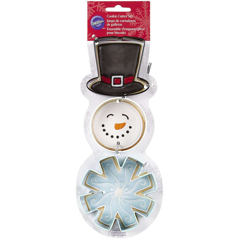 Wilton 3pc Snowman Hat Circle Snowflake Christmas Fun Shape Cookie Cutter Set