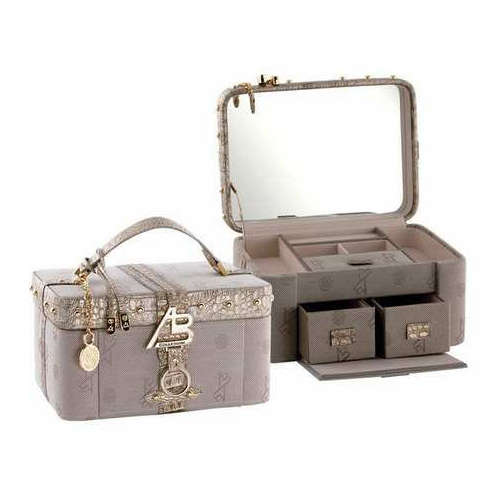 AB Collezioni Ladies Delices Fabric Jewellery Case With Mirror Great Gift Idea