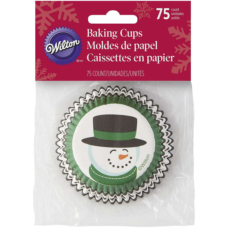 Wilton 75pc Snowman Green Christmas Standard Paper Cupcake Liners Baking Cups