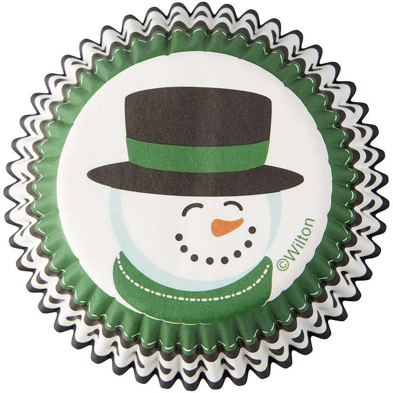 Wilton 75pc Snowman Green Christmas Standard Paper Cupcake Liners Baking Cups