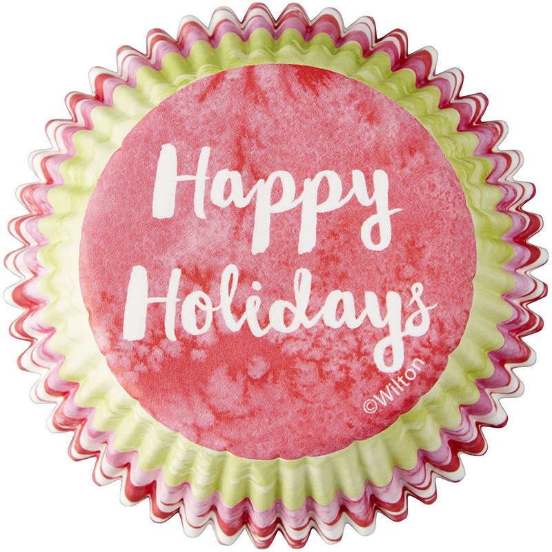 Wilton 75pc Happy Holidays Christmas Standard Cupcake Muffin Baking Cup Cases