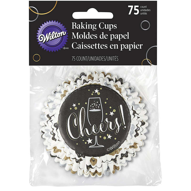 Wilton 75pc Cheers Standard NewYears Party Cupcake Muffin Baking Cup Paper Cases