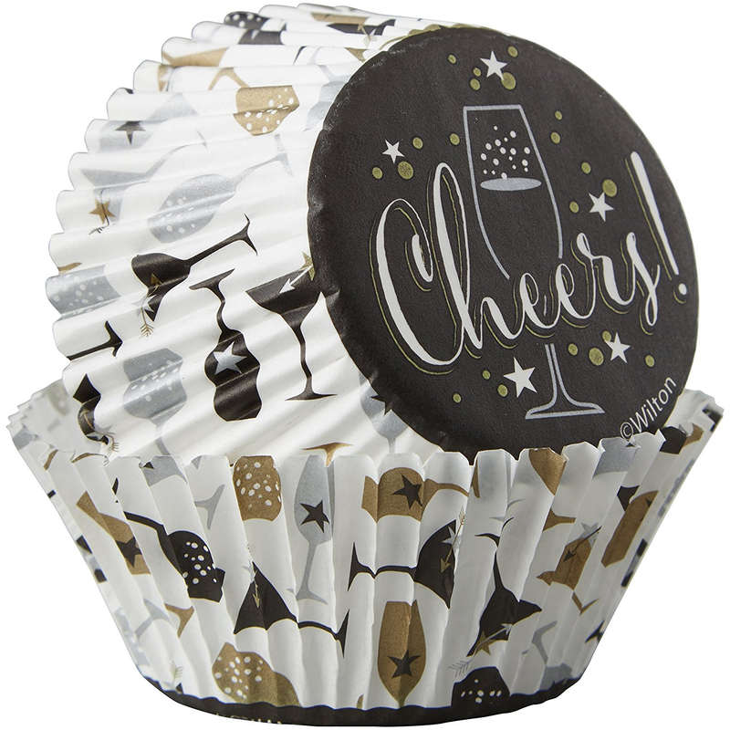 Wilton 75pc Cheers Standard NewYears Party Cupcake Muffin Baking Cup Paper Cases