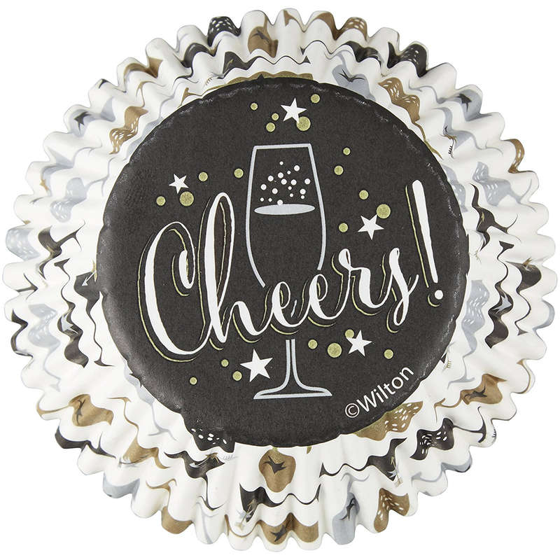 Wilton 75pc Cheers Standard NewYears Party Cupcake Muffin Baking Cup Paper Cases