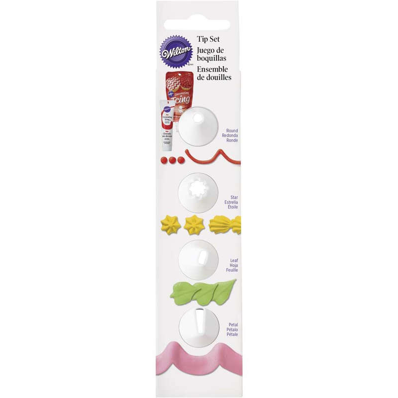 Wilton 4pc Plastic Icing Tip Nozzle Set for Ready to Ice Cake Decorating Tubes