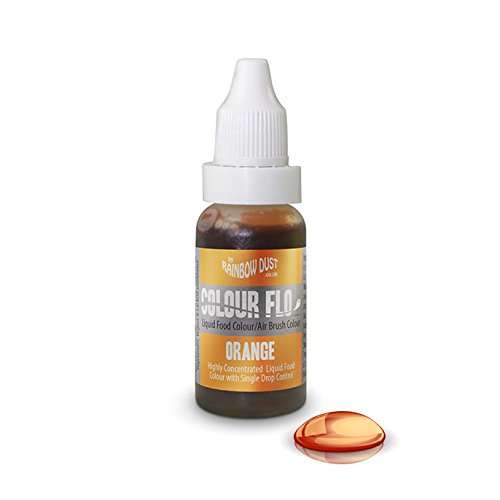 ORANGE Rainbow Dust Colour Flo Concentrated Liquid Food Air Brush Colouring 16ml