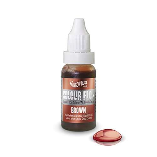 BROWN Rainbow Dust Colour Flo Concentrated Liquid Food Air Brush Colouring 16ml