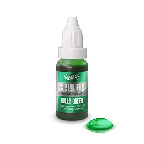 HOLLY GREEN Rainbow Dust Colour Flo Concentrated Liquid Food Air Brush Colouring