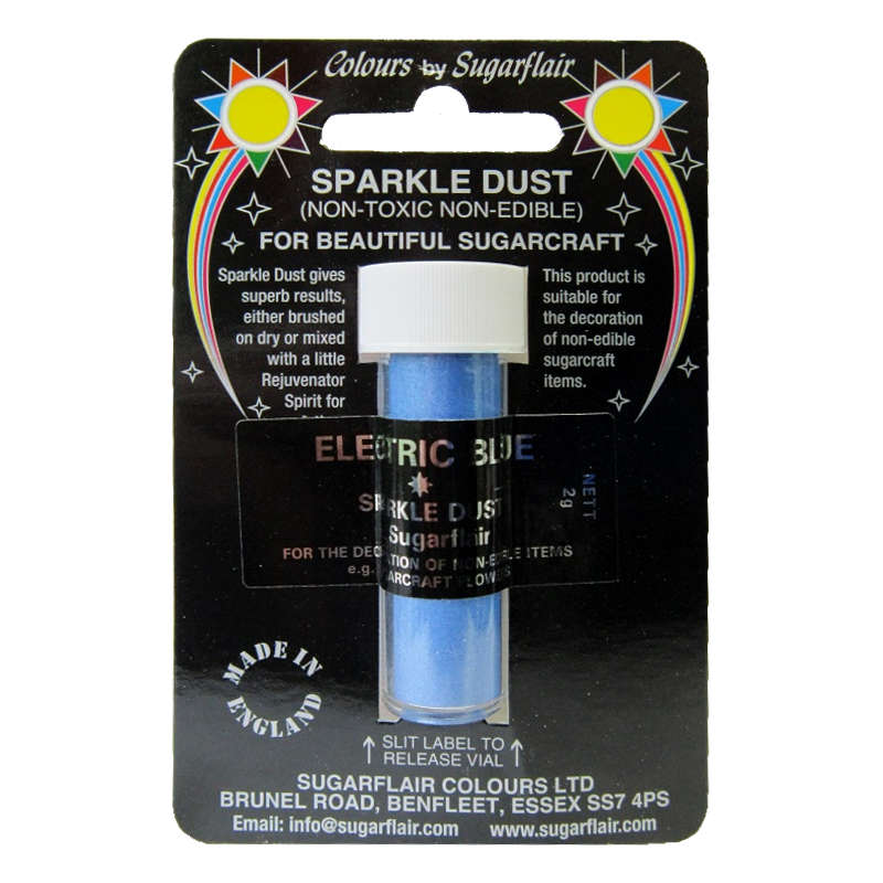 Sugarflair Electric Blue Sparkle Dust Non Toxic Non Edible Cake Icing Glitter