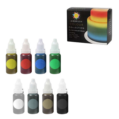 DAMAGED PACKAGING - Sugarflair 8 x 14ml Airbrush Colours  Cake Decoration