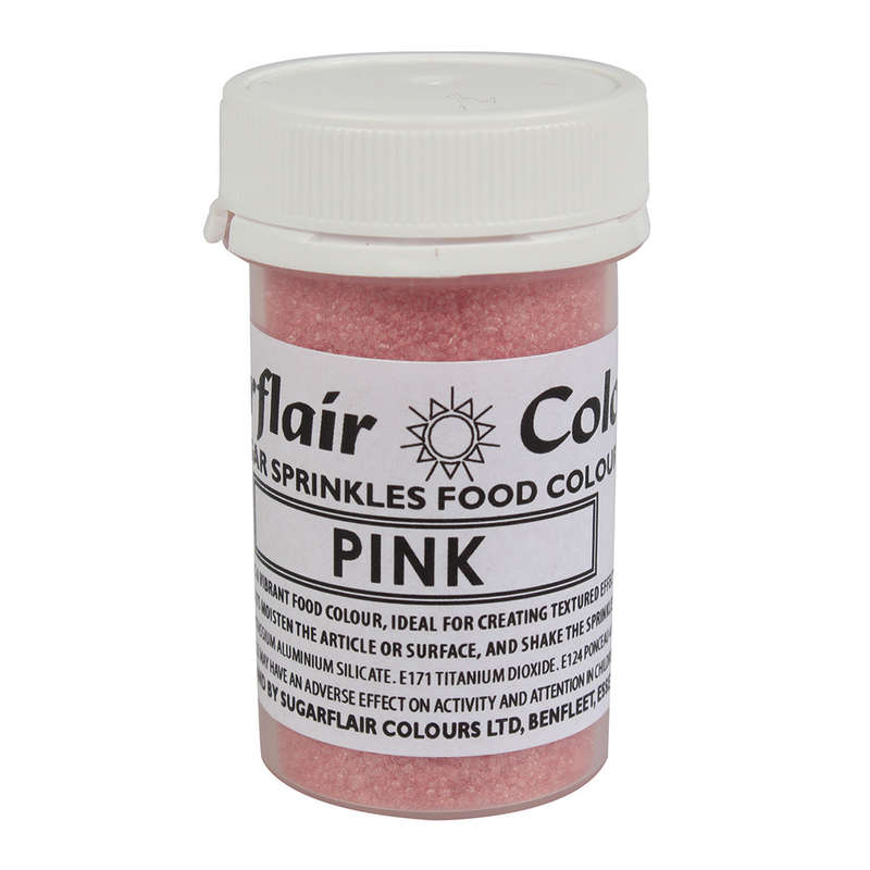 Sugarflair Sugar Sprinkles Edible Colour Cake Cupcake Icing Decorations - Pink