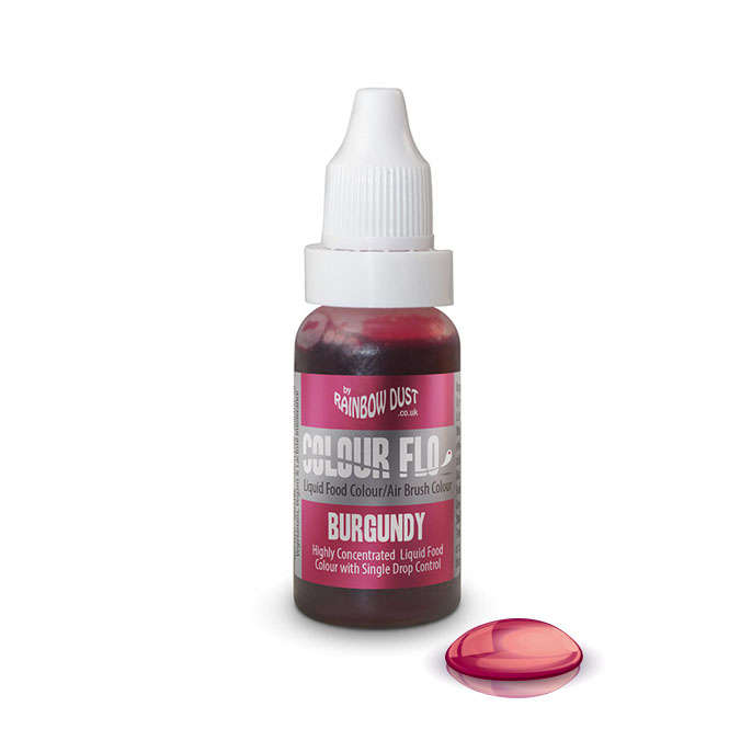 BURGUNDY - Rainbow Dust Colour Flo Concentrated Liquid Food Air Brush Colouring