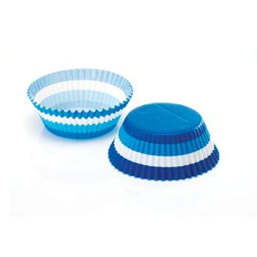 72x Eddington Medium Paper Baking Cup Cake Cupcake Muffin Case White Blue Stripe