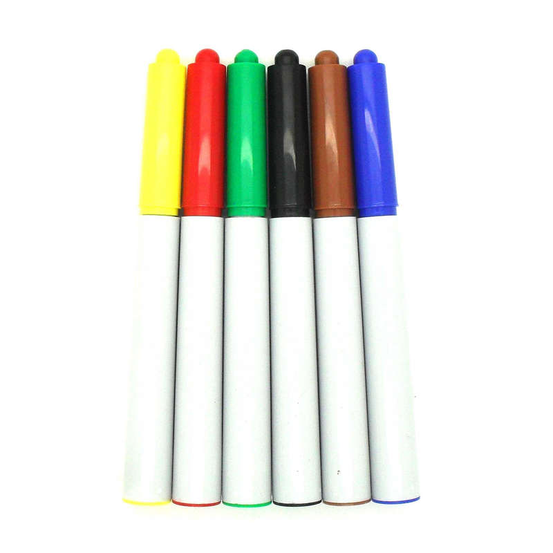6x Mercurio Ti-Colors Blocked Tip Fabric T-Shirt Fibre Colouring Markers Pens