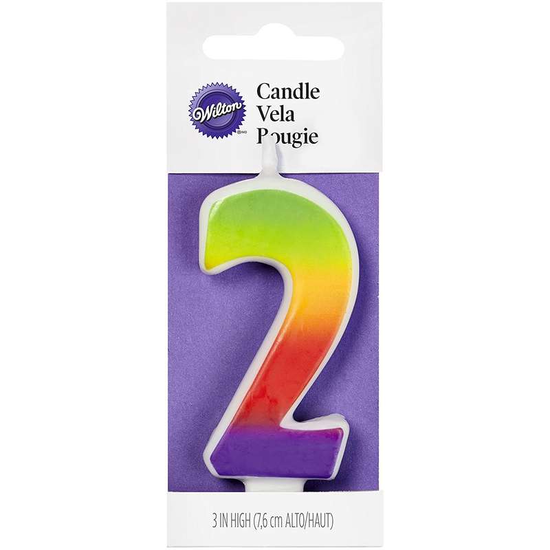 Wilton Number Age 2 RAINBOW Candle Celebration Birthday Party Cake Decorations
