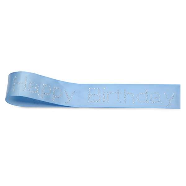 Diamante Happy Birthday Ribbon Sparkly Bling Cake Decoration BLUE 40mm x 10m