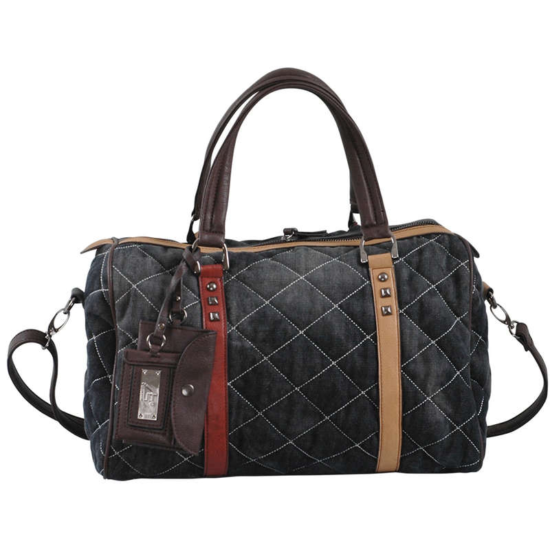 AB Collezioni Queen Womens Ladies Denim Designer Hand Shoulder Bag - Dark Grey