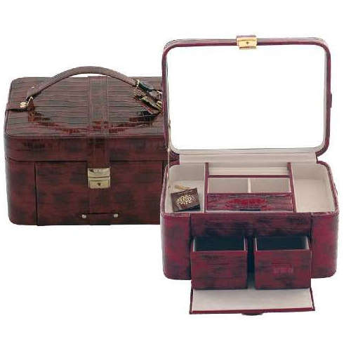 AB Collezioni Epoque Ladies Jewellery Case With Multiple Compartments - Bordeaux