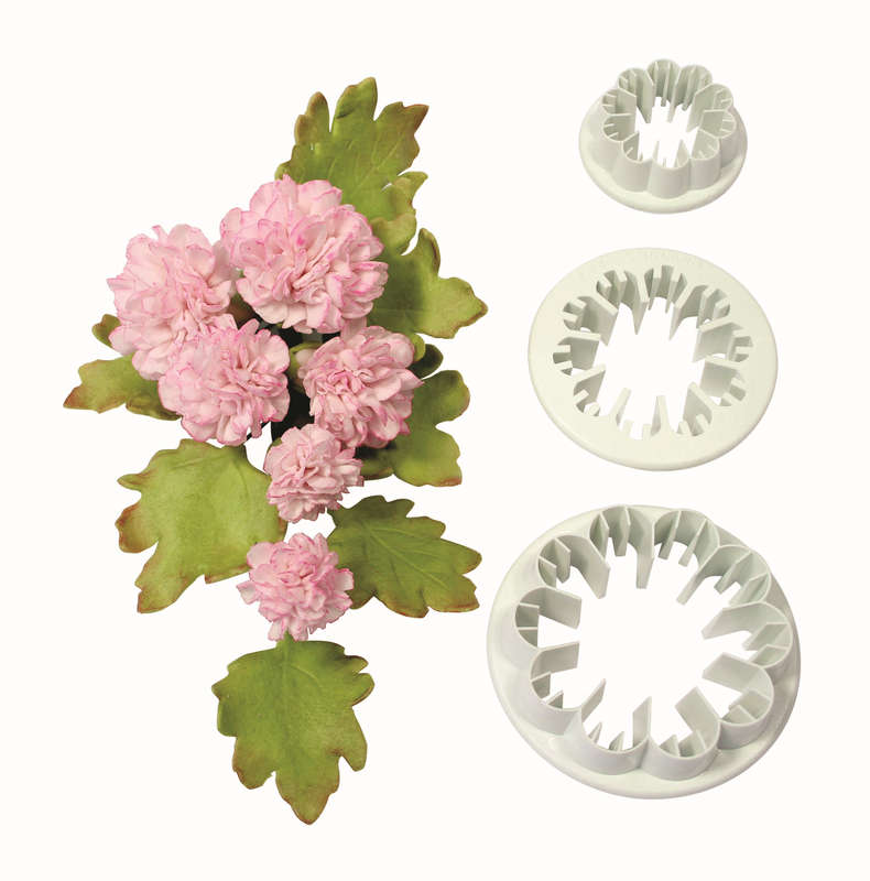 PME Set of 3 CARNATION Flower Plastic Icing Cut Out Cutters Sugarcraft Cake Dec