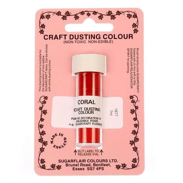 Sugarflair Craft Dusting Colour Powder Dust Non-Edible Non-Toxic 7 ml - CORAL