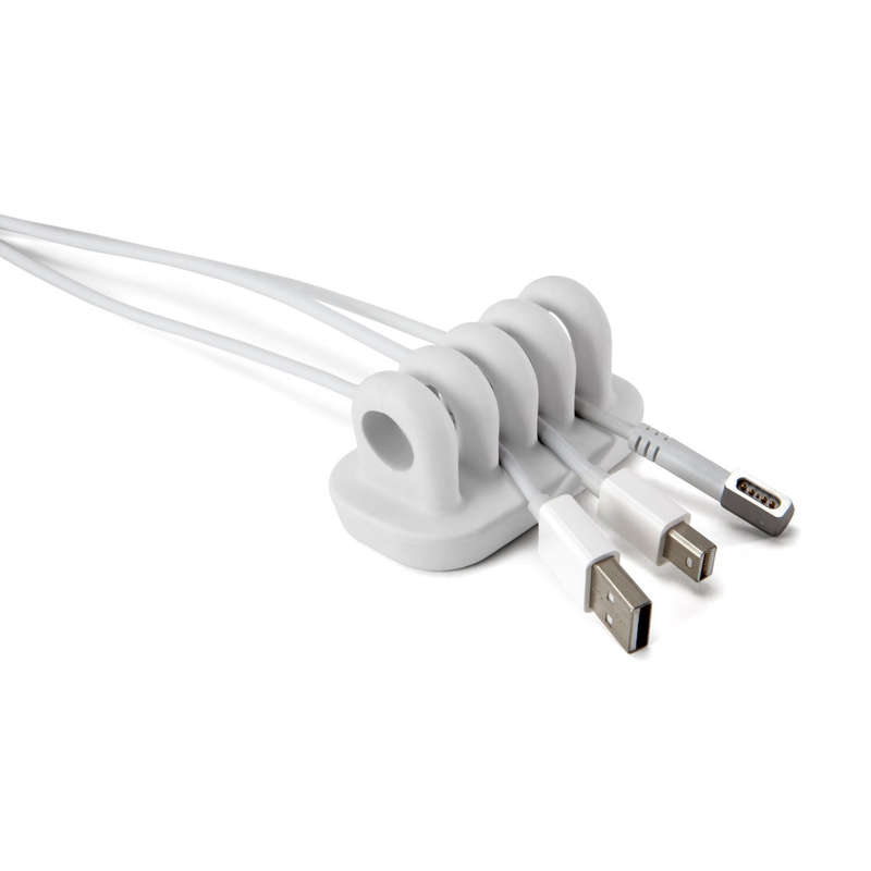 Quirky Cordies Table Cable Tidy Organiser Management System 5 Rubber Grips White