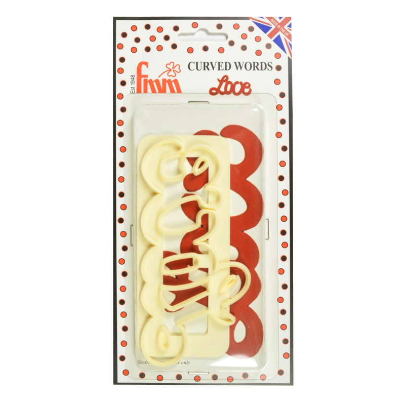 FMM Love Curved Words Sugarpaste Sugarcraft Cutter Stencil for Cake Decoration