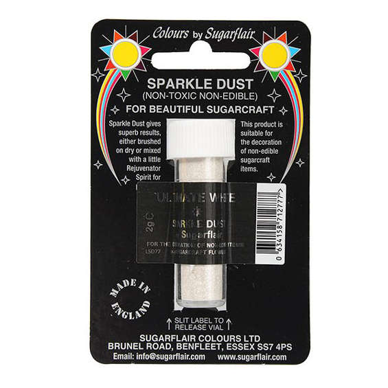 Sugarflair Ultimate White Sparkle Dust Non Toxic Non Edible Cake Icing Glitter