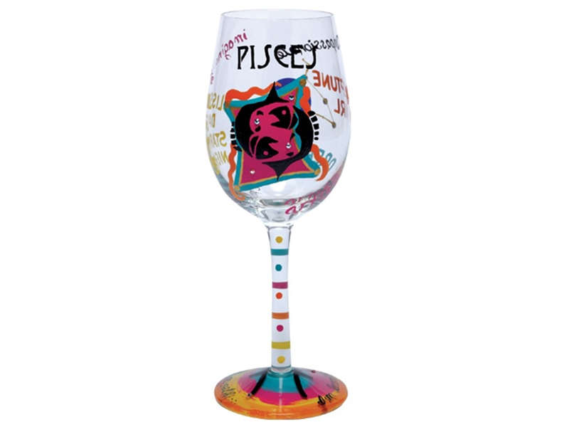 Lolita Pisces Zodiac Wine Glass Is A Water Sign Hand Decorated Unique Gift