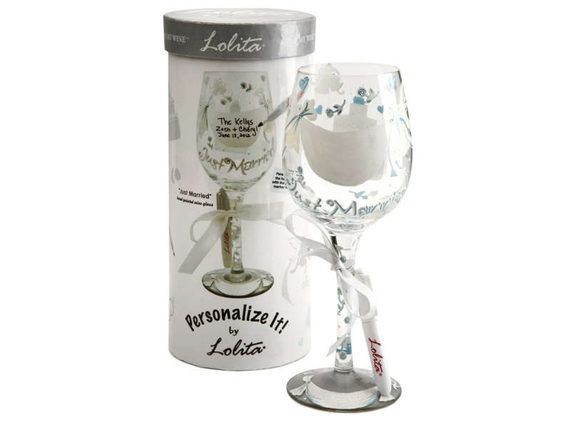 Lolita Personalise It Just Married Wine Glass Gift Personalising Pen Included