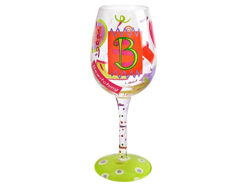 Lolita B Wine Glass Does Your Name Begin With B Stylish, Colourful Handmade Gift