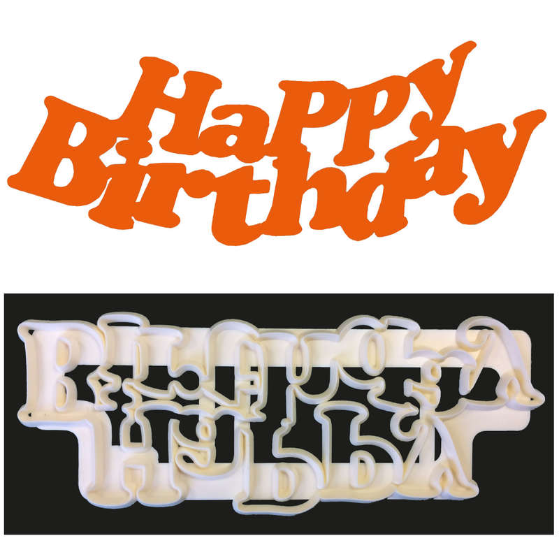 FMM Happy Birthday Curved Words Cake Topper Decoration Sugarpaste Icing Cutter