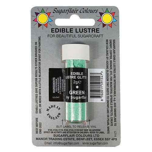 Sugarflair GREEN Sugarcraft Edible Lustre Glitter Sparkly Shimmer Decorating