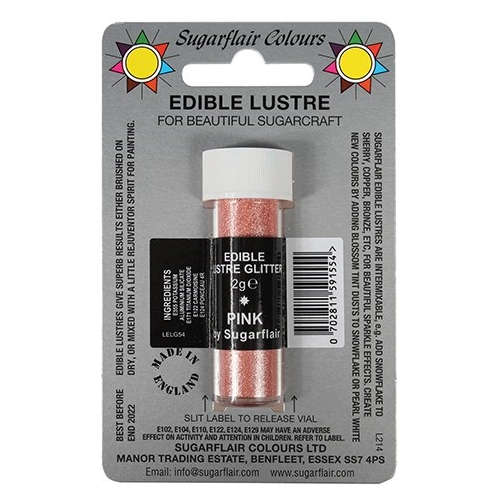 Sugarflair PINK Sugarcraft Edible Lustre Glitter Sparkly Shimmer Cake Decorating