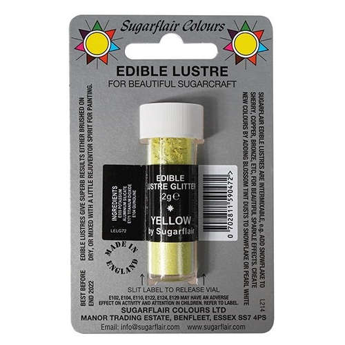 Sugarflair YELLOW Sugarcraft Edible Lustre Glitter Sparkly Shimmer Decorating