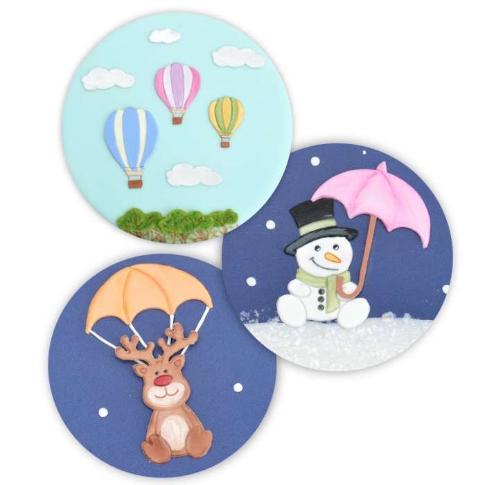 Patchwork Cutters BALLOONS UMBRELLA PARACHUTE Cut Out Emboss Sugarpaste Fondant