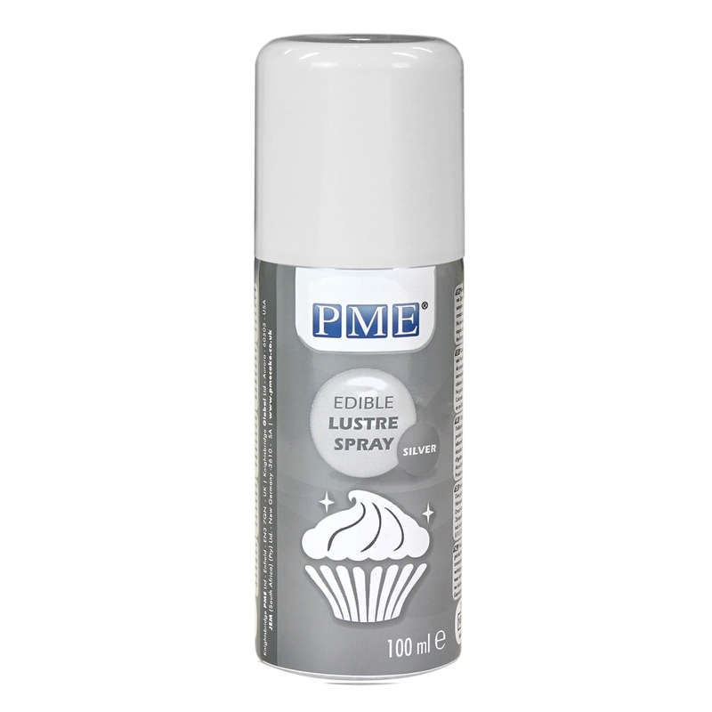 PME 100ml SILVER Edible Lustre Spray Food Fondant Icing Colouring Cup Cake Decor
