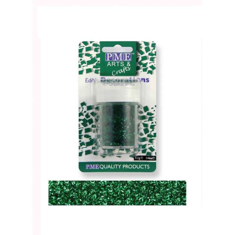 PME Edible GREEN Glitter Flakes Sparkles Sprinkles Cup Cake Decoration 7.1G
