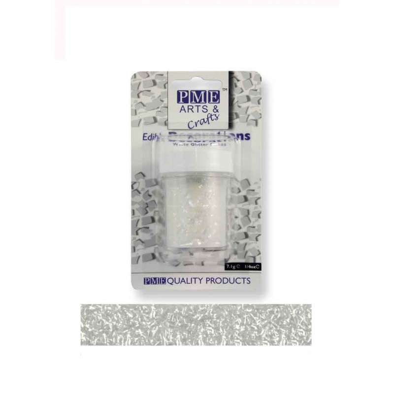 PME Edible WHITE Glitter Flakes Sparkles Sprinkles Cup Cake Decoration 7.1G